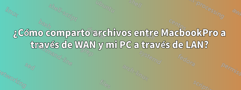 ¿Cómo comparto archivos entre MacbookPro a través de WAN y mi PC a través de LAN?