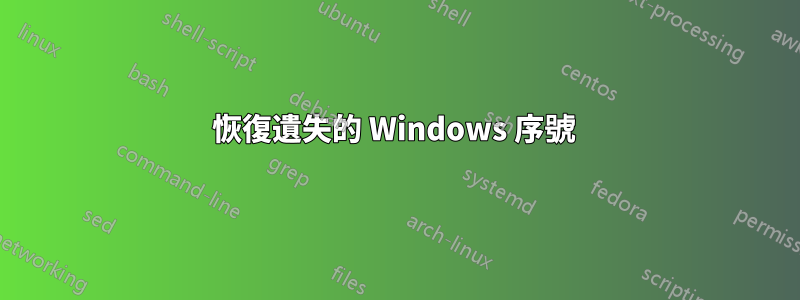 恢復遺失的 Windows 序號 