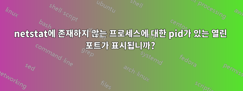 netstat에 존재하지 않는 프로세스에 대한 pid가 있는 열린 포트가 표시됩니까?