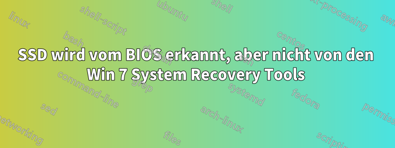 SSD wird vom BIOS erkannt, aber nicht von den Win 7 System Recovery Tools