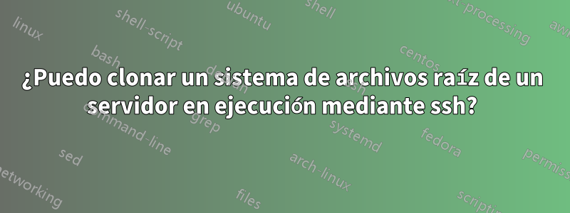 ¿Puedo clonar un sistema de archivos raíz de un servidor en ejecución mediante ssh?