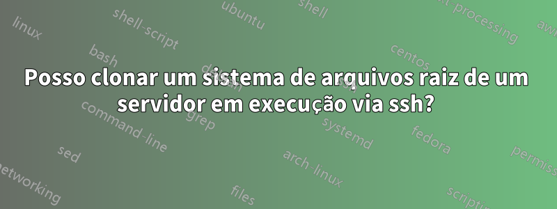 Posso clonar um sistema de arquivos raiz de um servidor em execução via ssh?