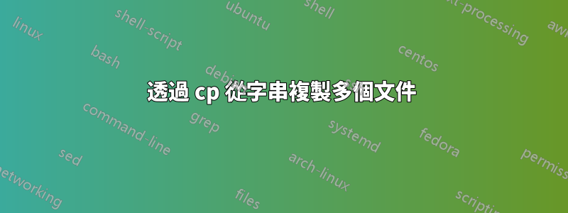 透過 cp 從字串複製多個文件