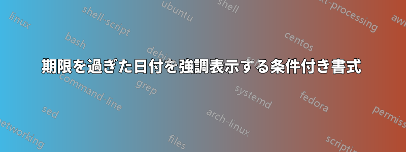 期限を過ぎた日付を強調表示する条件付き書式