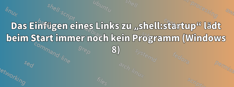 Das Einfügen eines Links zu „shell:startup“ lädt beim Start immer noch kein Programm (Windows 8)