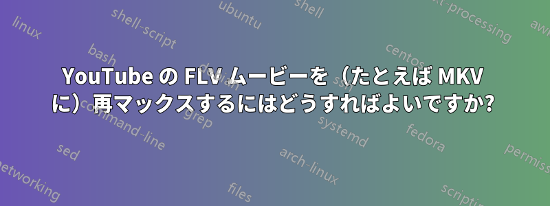 YouTube の FLV ムービーを（たとえば MKV に）再マックスするにはどうすればよいですか?