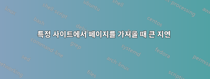 특정 사이트에서 페이지를 가져올 때 큰 지연