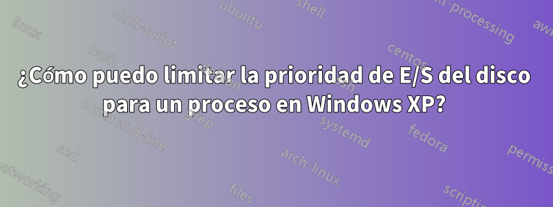 ¿Cómo puedo limitar la prioridad de E/S del disco para un proceso en Windows XP?