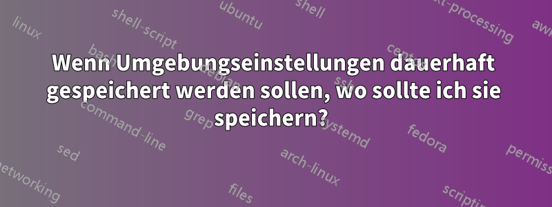 Wenn Umgebungseinstellungen dauerhaft gespeichert werden sollen, wo sollte ich sie speichern? 