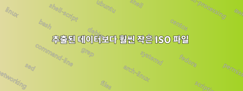 추출된 데이터보다 훨씬 작은 ISO 파일