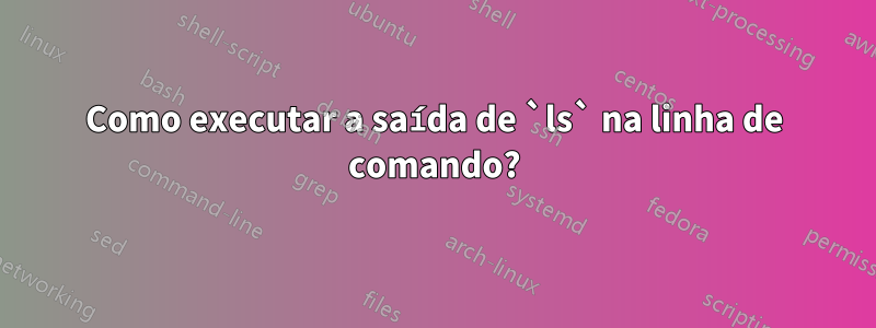 Como executar a saída de `ls` na linha de comando?