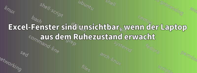 Excel-Fenster sind unsichtbar, wenn der Laptop aus dem Ruhezustand erwacht