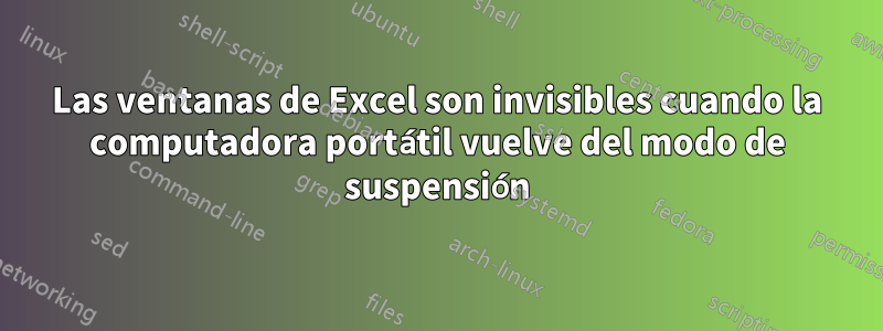 Las ventanas de Excel son invisibles cuando la computadora portátil vuelve del modo de suspensión