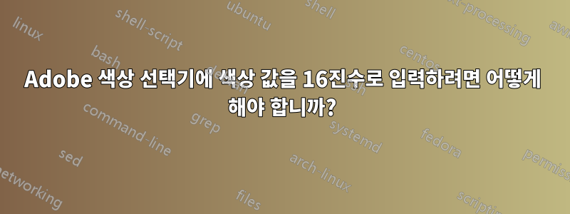 Adobe 색상 선택기에 색상 값을 16진수로 입력하려면 어떻게 해야 합니까?