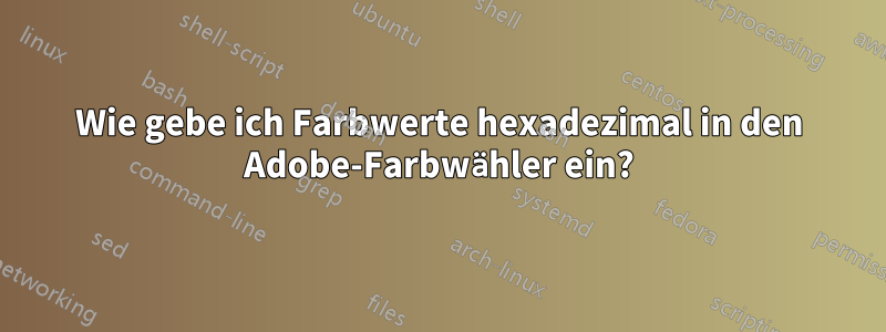 Wie gebe ich Farbwerte hexadezimal in den Adobe-Farbwähler ein?