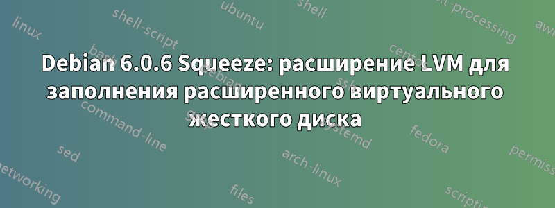 Debian 6.0.6 Squeeze: расширение LVM для заполнения расширенного виртуального жесткого диска