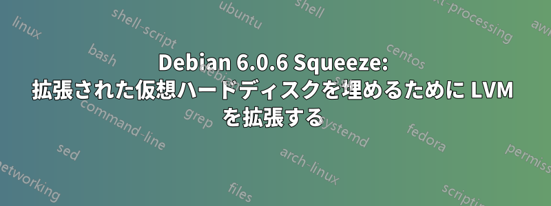 Debian 6.0.6 Squeeze: 拡張された仮想ハー​​ドディスクを埋めるために LVM を拡張する