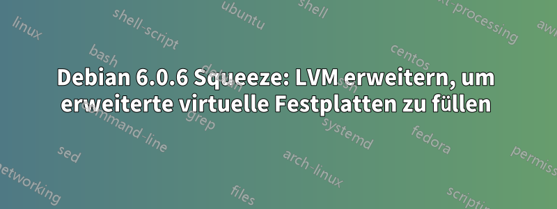 Debian 6.0.6 Squeeze: LVM erweitern, um erweiterte virtuelle Festplatten zu füllen