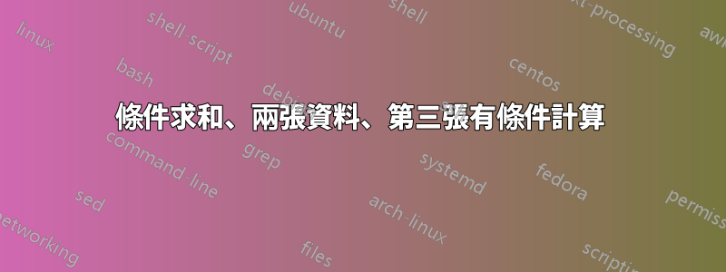 條件求和、兩張資料、第三張有條件計算