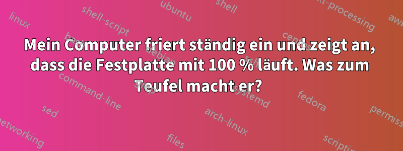 Mein Computer friert ständig ein und zeigt an, dass die Festplatte mit 100 % läuft. Was zum Teufel macht er? 