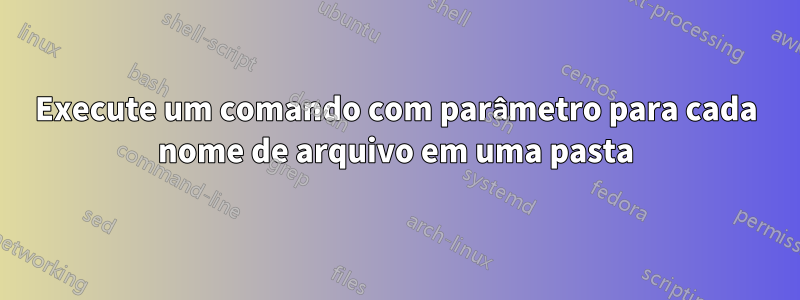 Execute um comando com parâmetro para cada nome de arquivo em uma pasta