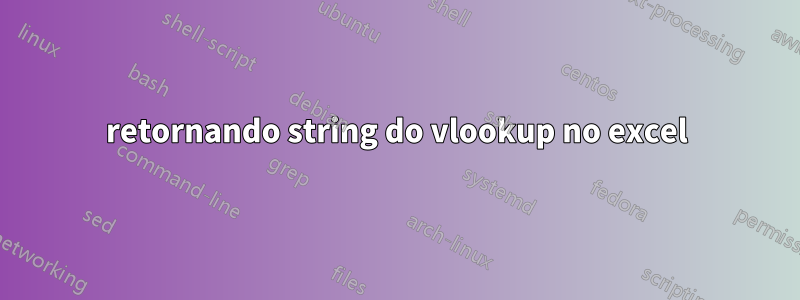 retornando string do vlookup no excel