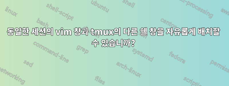 동일한 세션의 vim 창과 tmux의 다른 쉘 창을 자유롭게 배치할 수 있습니까?