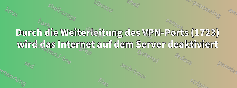 Durch die Weiterleitung des VPN-Ports (1723) wird das Internet auf dem Server deaktiviert