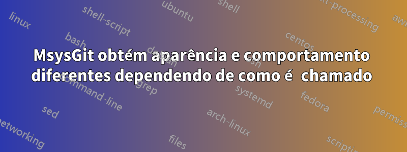 MsysGit obtém aparência e comportamento diferentes dependendo de como é chamado