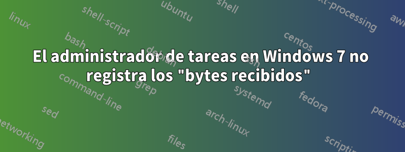 El administrador de tareas en Windows 7 no registra los "bytes recibidos"