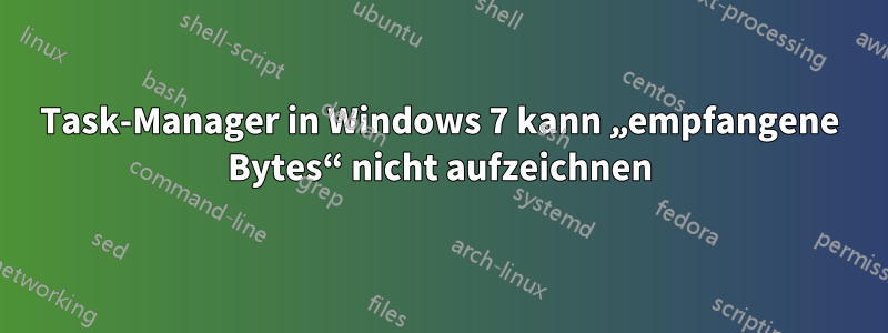 Task-Manager in Windows 7 kann „empfangene Bytes“ nicht aufzeichnen