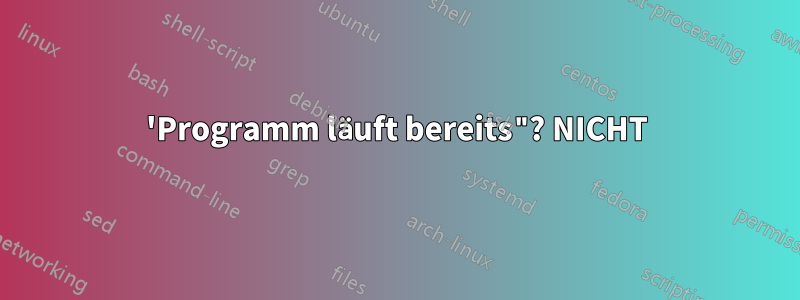 'Programm läuft bereits"? NICHT