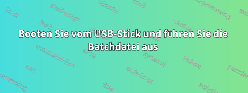 Booten Sie vom USB-Stick und führen Sie die Batchdatei aus