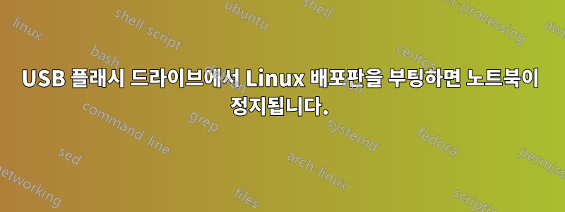 USB 플래시 드라이브에서 Linux 배포판을 부팅하면 노트북이 정지됩니다.