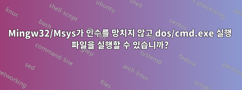 Mingw32/Msys가 인수를 망치지 않고 dos/cmd.exe 실행 파일을 실행할 수 있습니까?