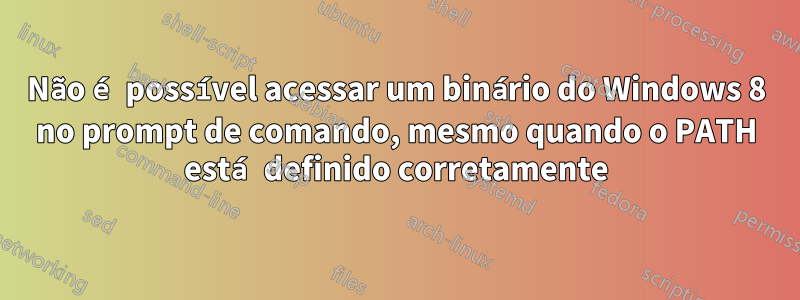 Não é possível acessar um binário do Windows 8 no prompt de comando, mesmo quando o PATH está definido corretamente