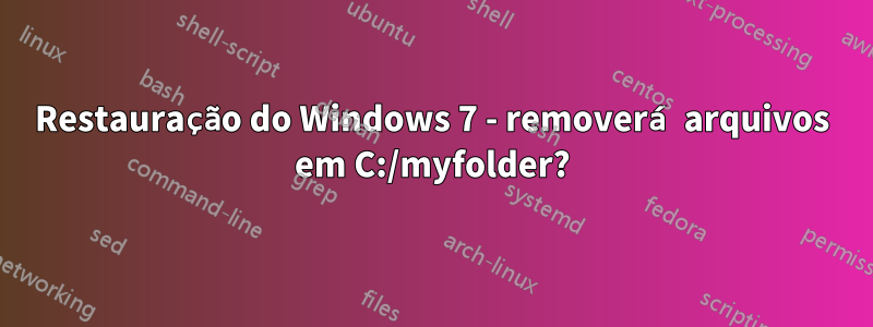 Restauração do Windows 7 - removerá arquivos em C:/myfolder?