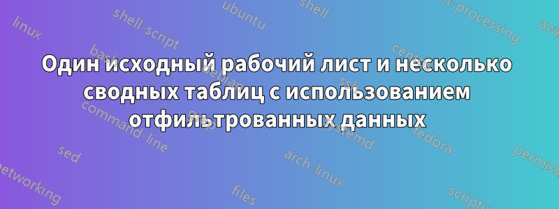 Один исходный рабочий лист и несколько сводных таблиц с использованием отфильтрованных данных