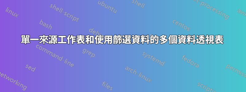 單一來源工作表和使用篩選資料的多個資料透視表