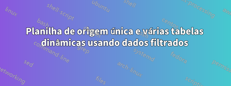 Planilha de origem única e várias tabelas dinâmicas usando dados filtrados