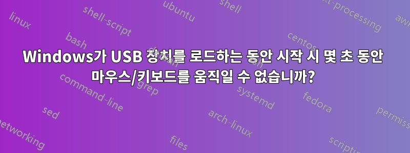 Windows가 USB 장치를 로드하는 동안 시작 시 몇 초 동안 마우스/키보드를 움직일 수 없습니까?