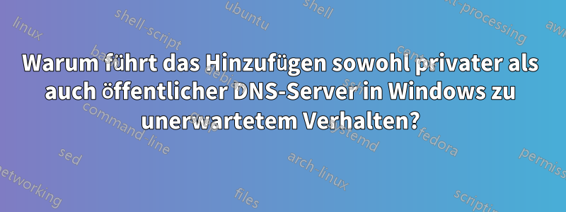 Warum führt das Hinzufügen sowohl privater als auch öffentlicher DNS-Server in Windows zu unerwartetem Verhalten?