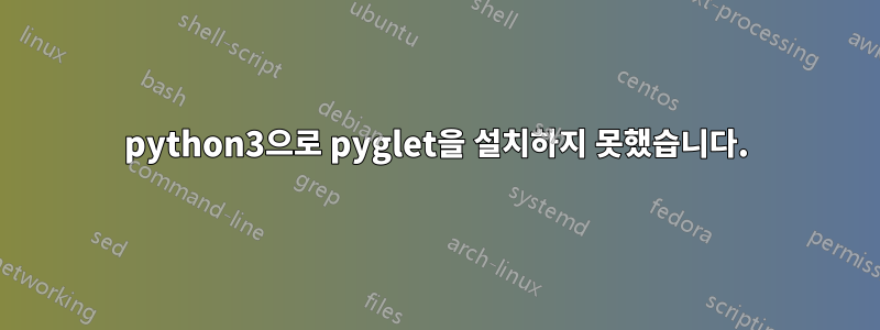 python3으로 pyglet을 설치하지 못했습니다.