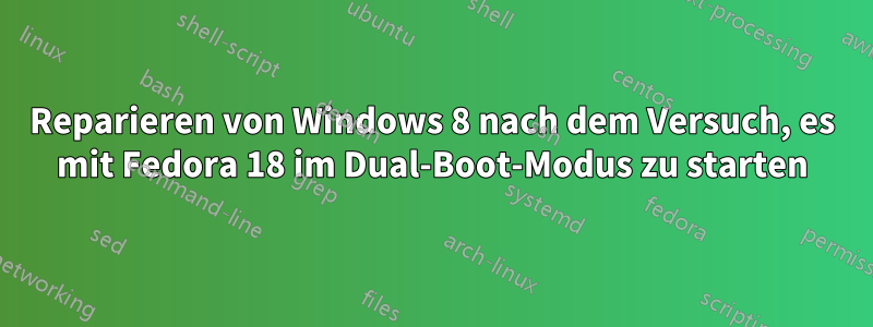 Reparieren von Windows 8 nach dem Versuch, es mit Fedora 18 im Dual-Boot-Modus zu starten