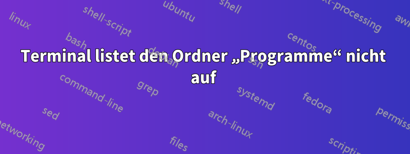 Terminal listet den Ordner „Programme“ nicht auf