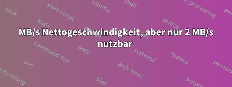 19 MB/s Nettogeschwindigkeit, aber nur 2 MB/s nutzbar