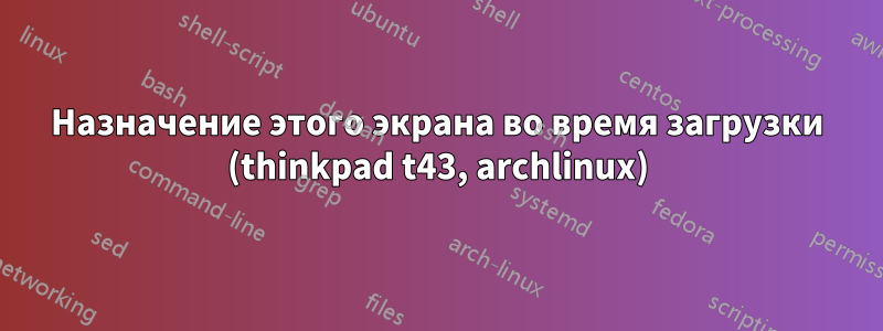 Назначение этого экрана во время загрузки (thinkpad t43, archlinux)