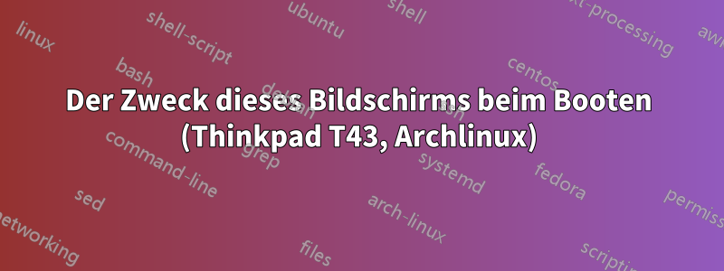 Der Zweck dieses Bildschirms beim Booten (Thinkpad T43, Archlinux)