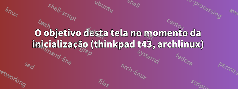O objetivo desta tela no momento da inicialização (thinkpad t43, archlinux)