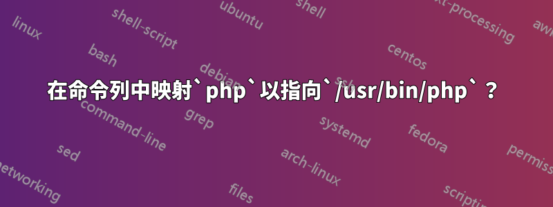 在命令列中映射`php`以指向`/usr/bin/php`？